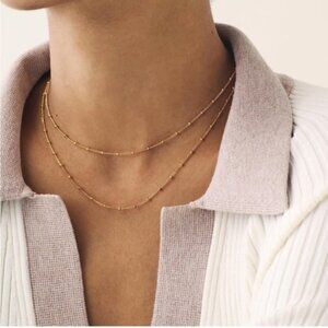 GOLD 14k Gold Plated Beaded Layered Necklace